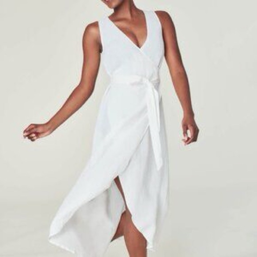 NWT- ANDIE The Maxi Wrap Dress in White Linen